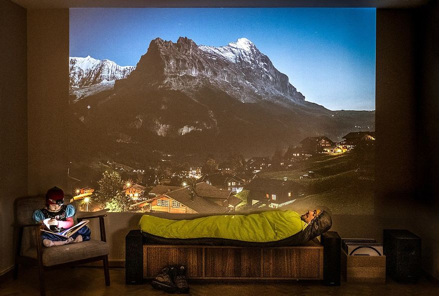 My Daughter And I Take Fun Travel Photos In Lockdown, We Are On Day 36 Of Our Mountain Adventure At Home 