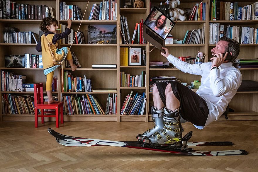 My Daughter And I Take Fun Travel Photos In Lockdown, We Are On Day 36 Of Our Mountain Adventure At Home My Daughter And I Take Fun Travel Photos In Lockdown, We Are On Day 36 Of Our Mountain Adventure At Home