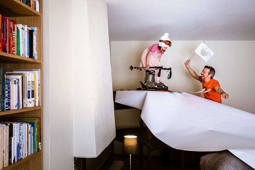 My Daughter And I Take Fun Travel Photos In Lockdown, We Are On Day 36 Of Our Mountain Adventure At Home My Daughter And I Take Fun Travel Photos In Lockdown, We Are On Day 36 Of Our Mountain Adventure At Home