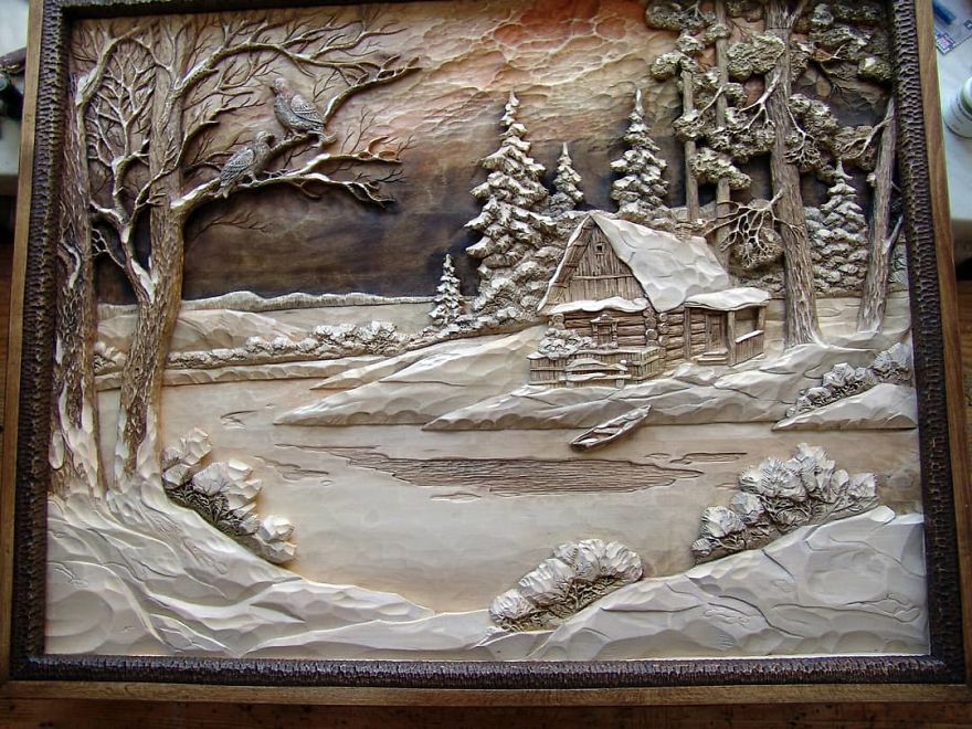 Master From Russia Carves Amazing Paintings From Wood