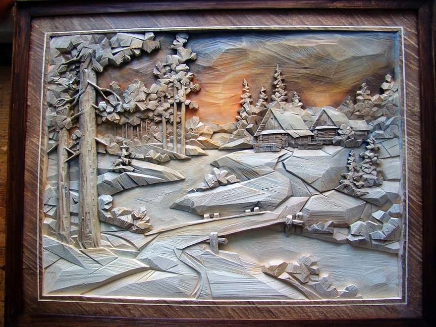 Master From Russia Carves Amazing Paintings From Wood