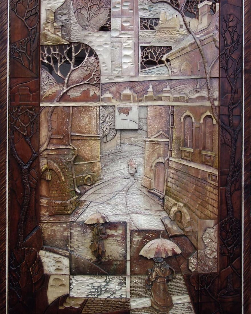 Master From Russia Carves Amazing Paintings From Wood