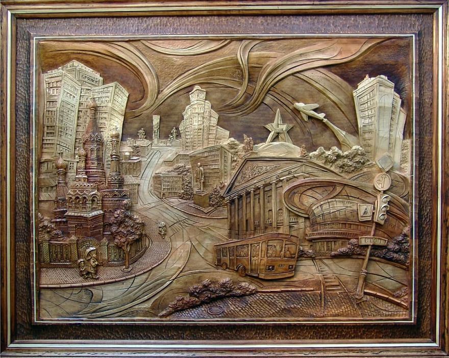 Master From Russia Carves Amazing Paintings From Wood