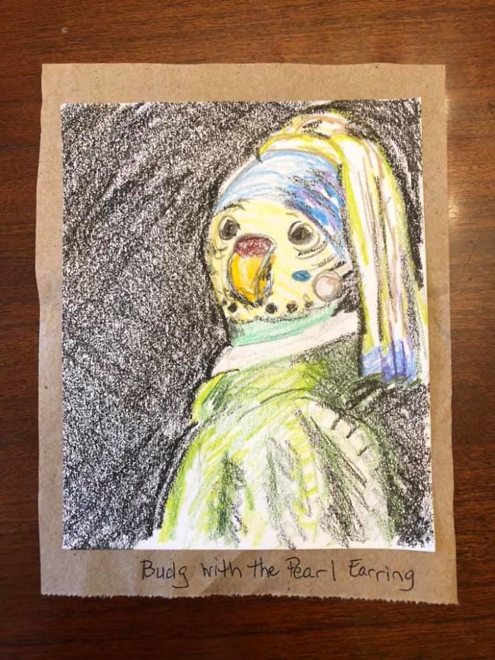 My Friend Created A Tiny Art Gallery For Her 7 Budgies My Friend Created A Tiny Art Gallery For Her 7 Budgies