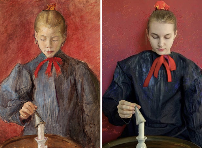 Stanisław Wyspiański, "Girl putting out a candle", 1893