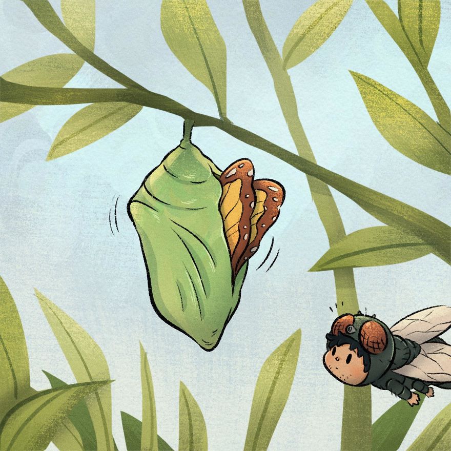 Thai Artist Illustrates A Thought-Provoking Story About A Butterfly And A Fly
