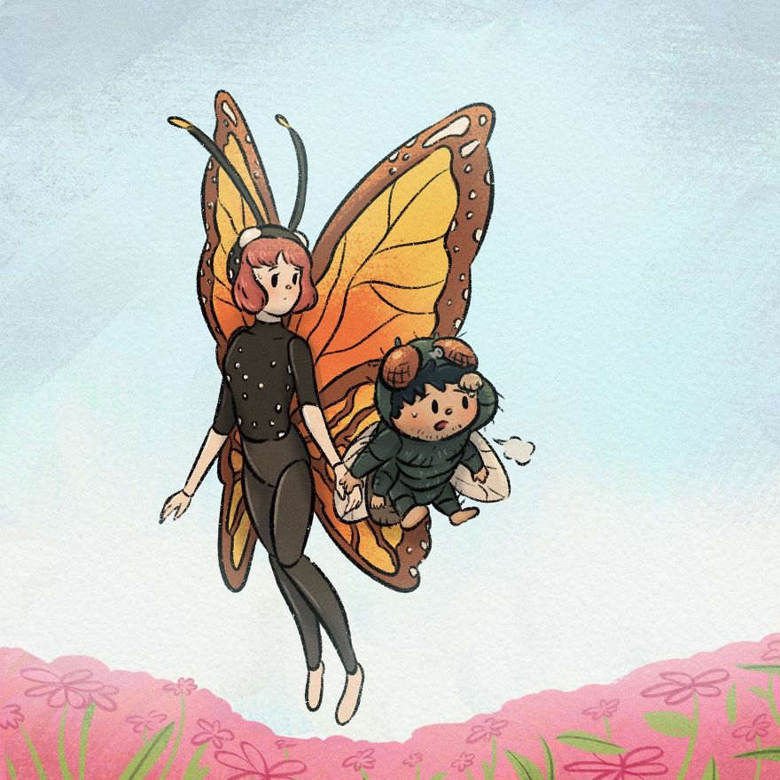 Thai Artist Illustrates A Thought-Provoking Story About A Butterfly And A Fly Thai Artist Illustrates A Thought-Provoking Story About A Butterfly And A Fly