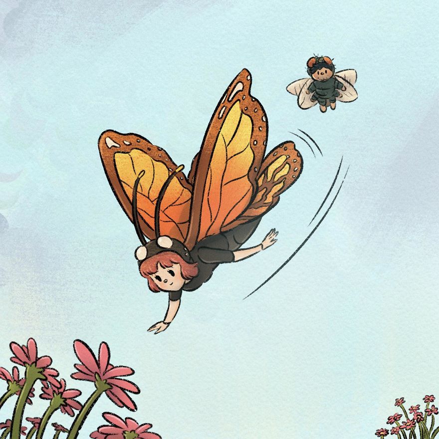 Thai Artist Illustrates A Thought-Provoking Story About A Butterfly And A Fly Thai Artist Illustrates A Thought-Provoking Story About A Butterfly And A Fly