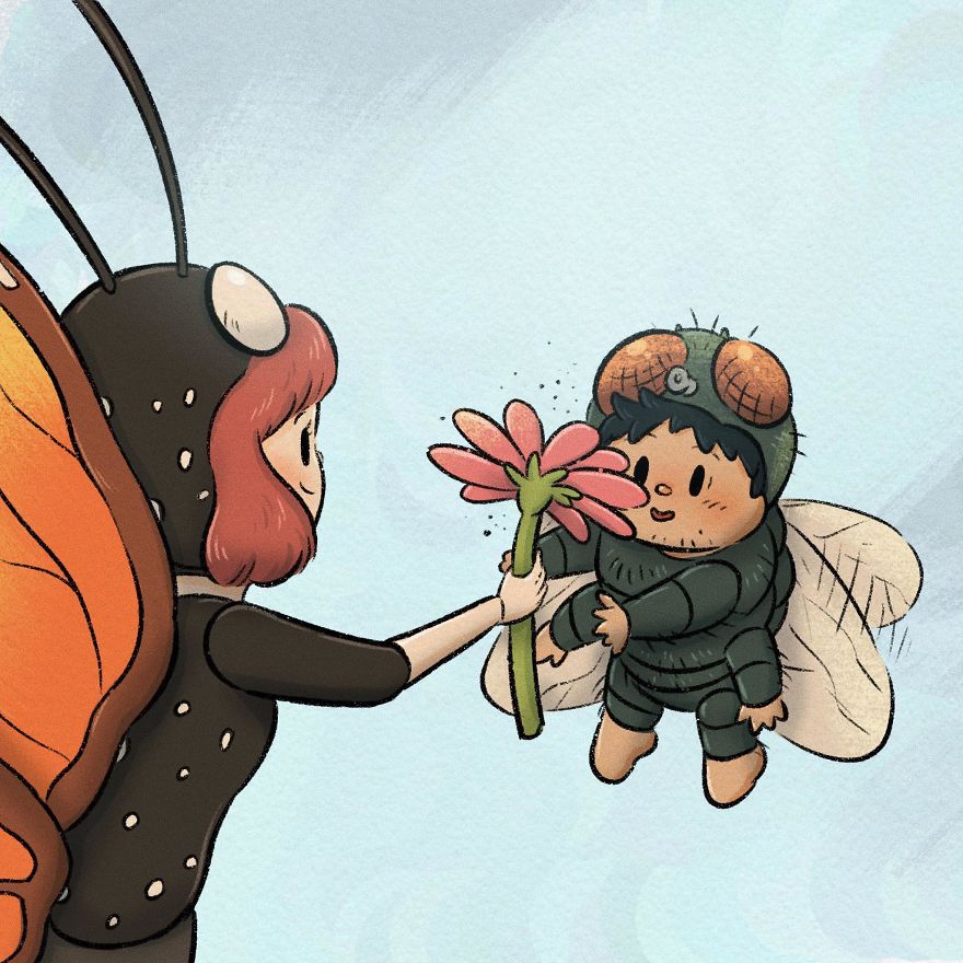 Thai Artist Illustrates A Thought-Provoking Story About A Butterfly And A Fly Thai Artist Illustrates A Thought-Provoking Story About A Butterfly And A Fly