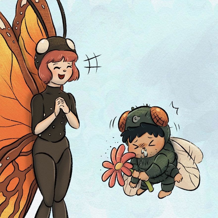 Thai Artist Illustrates A Thought-Provoking Story About A Butterfly And A Fly Thai Artist Illustrates A Thought-Provoking Story About A Butterfly And A Fly