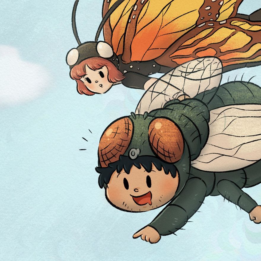 Thai Artist Illustrates A Thought-Provoking Story About A Butterfly And A Fly