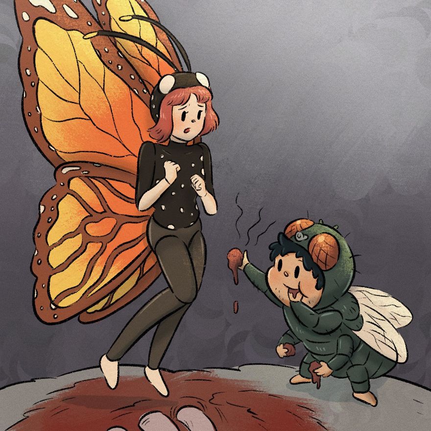 Thai Artist Illustrates A Thought-Provoking Story About A Butterfly And A Fly