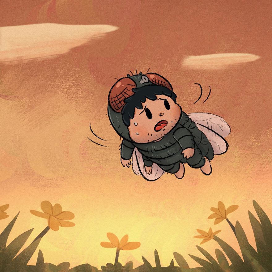 Thai Artist Illustrates A Thought-Provoking Story About A Butterfly And A Fly Thai Artist Illustrates A Thought-Provoking Story About A Butterfly And A Fly