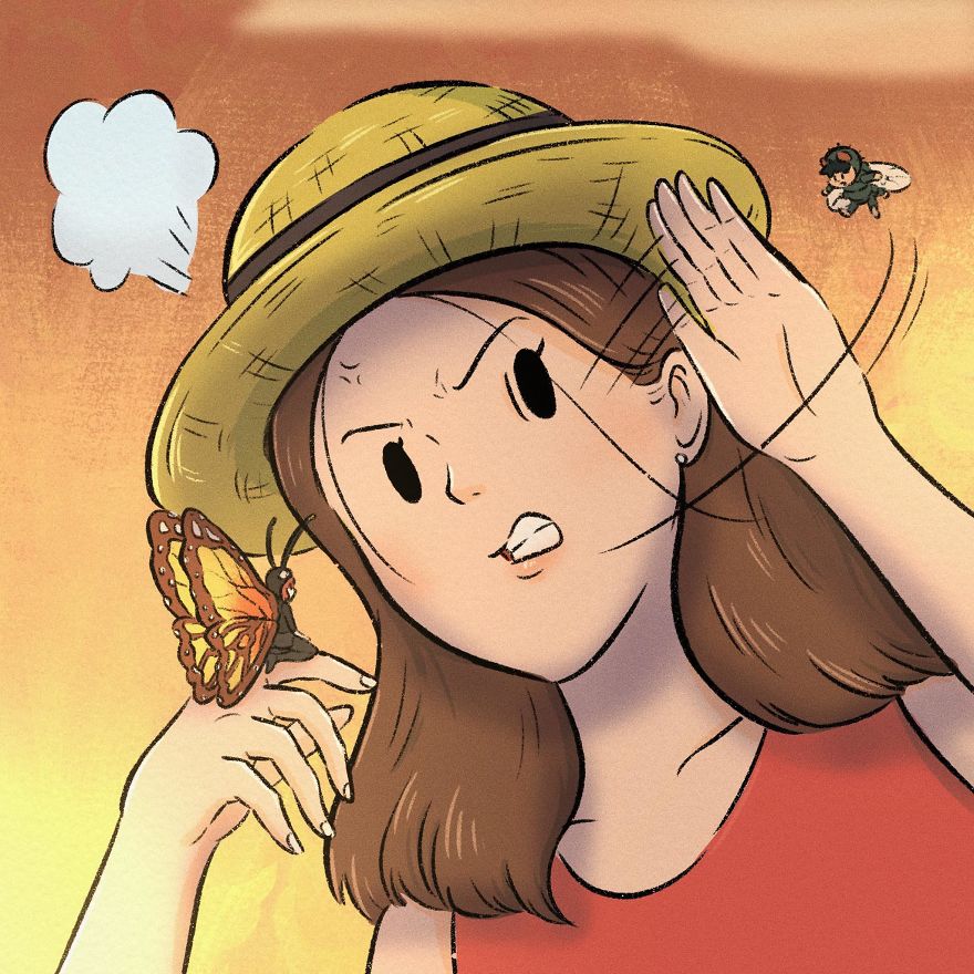 Thai Artist Illustrates A Thought-Provoking Story About A Butterfly And A Fly Thai Artist Illustrates A Thought-Provoking Story About A Butterfly And A Fly