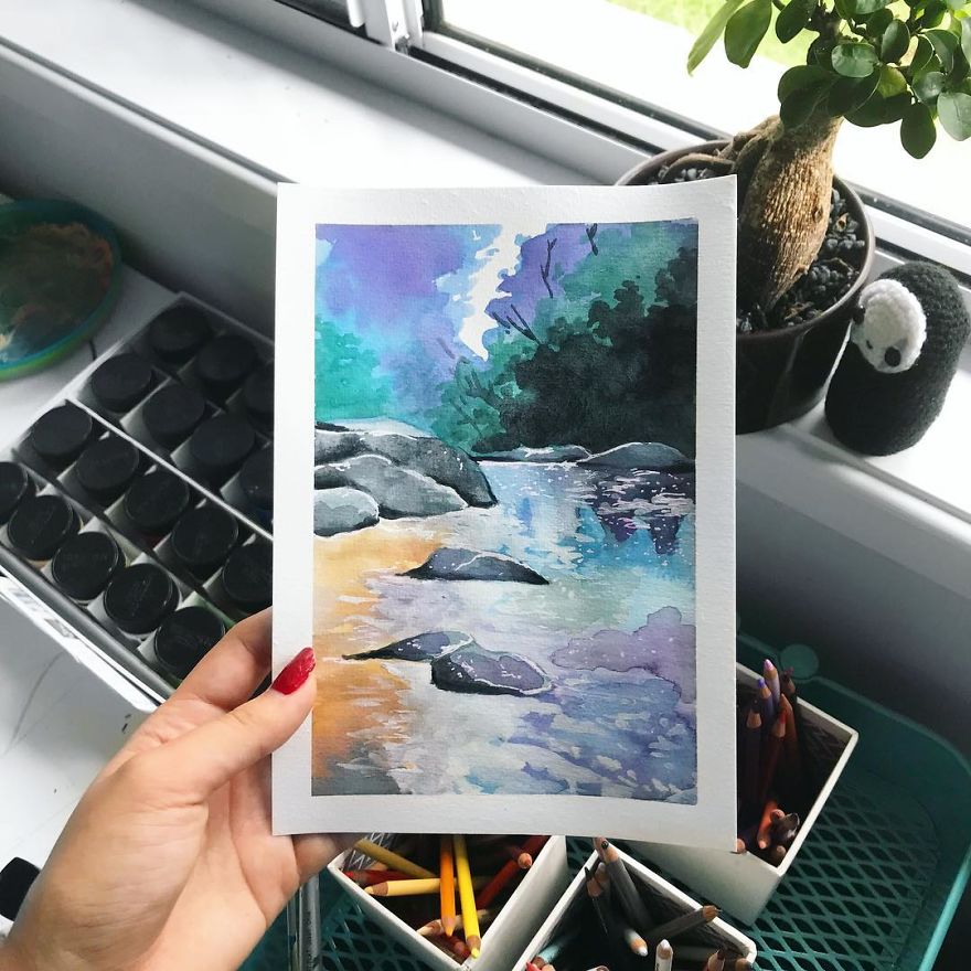 This Artist Creates Beautiful Paintings In Her Sketchbook Inspired By Nature
