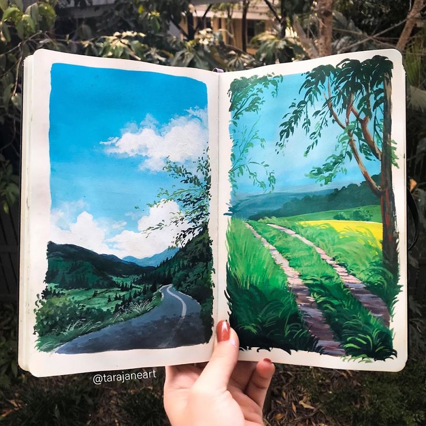 This Artist Creates Beautiful Paintings In Her Sketchbook Inspired By Nature