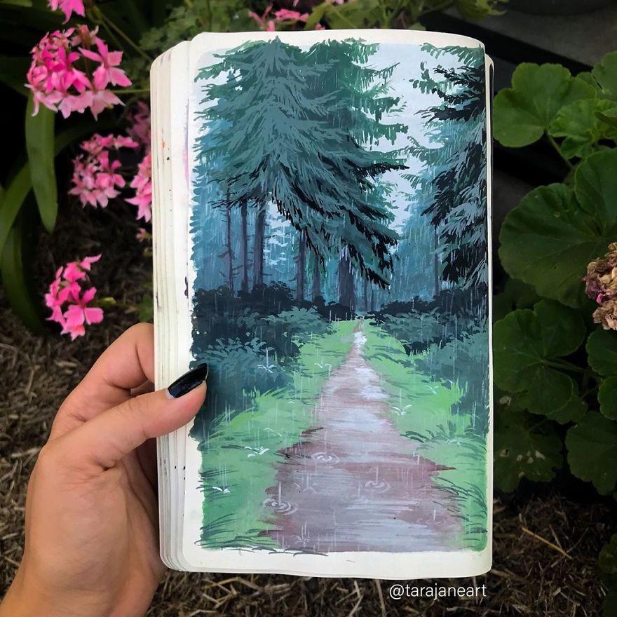 This Artist Creates Beautiful Paintings In Her Sketchbook Inspired By Nature