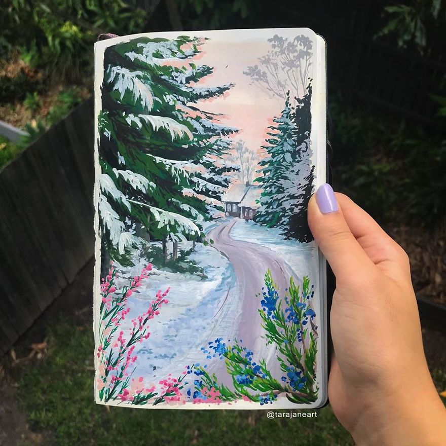 This Artist Creates Beautiful Paintings In Her Sketchbook Inspired By Nature
