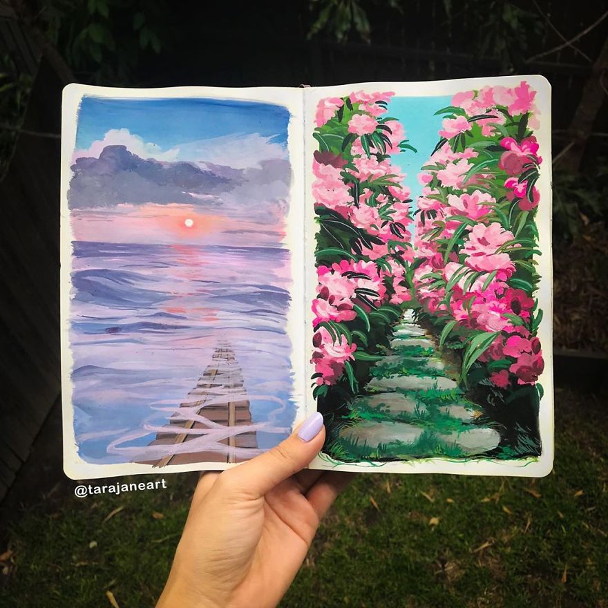 This Artist Creates Beautiful Paintings In Her Sketchbook Inspired By Nature