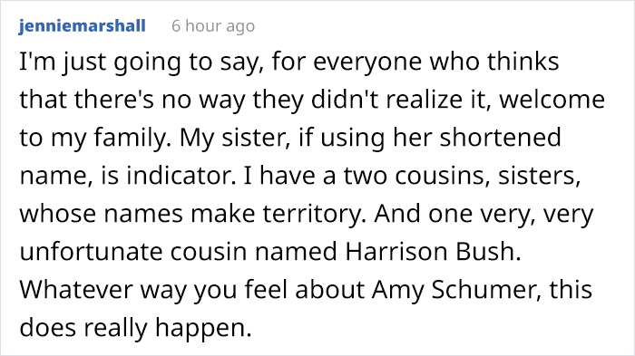 People Share Their Unfortunate Name Stories After Amy Schumer Changes Her Baby’s Name Because It Sounded Like “Genital”