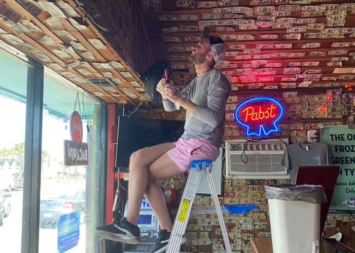 Bar Owner Removes $3,714 Worth Of Bills Stapled To The Walls To Pay Unemployed Staff