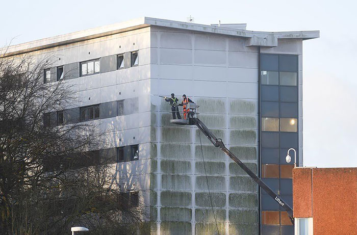 Quick, We’re On The News, Better Clean This Building So It Doesn’t Look So Ugly. (Coronavirus Quarantine Block At Arrowe Park)