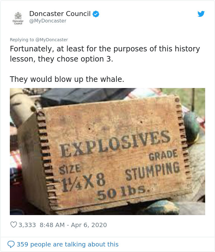 People Are Applauding This Twitter Manager For Using A Whale Blown Up In The 1970s As A Lesson On Coronavirus