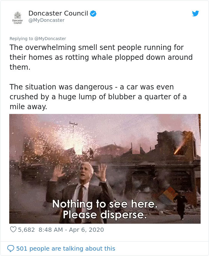 People Are Applauding This Twitter Manager For Using A Whale Blown Up In The 1970s As A Lesson On Coronavirus