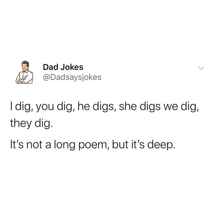 Dad Jokes tweet with funny poem about digging.