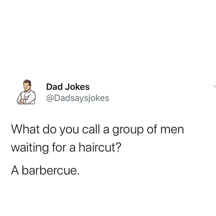 Screenshot of a dad joke about a "barbercue" from @Dadsaysjokes.