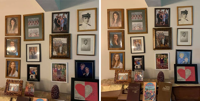 Esta hija cambió una a una las fotos familiares por dibujos hechos con ceras, los padres tardaron 11 días en darse cuenta