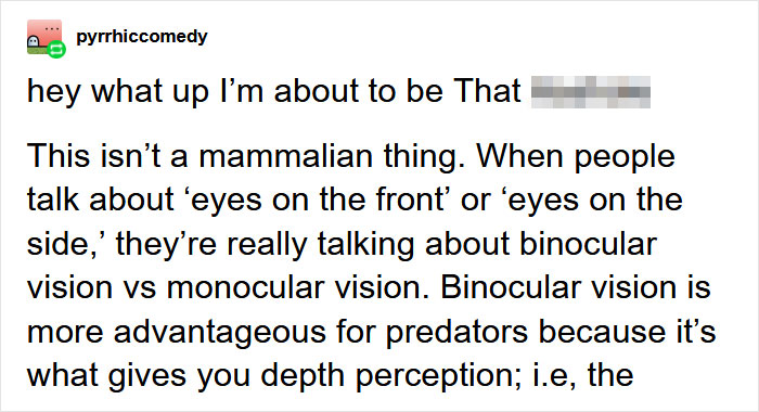 Guy Asks Why Dragons Have Eyes On The Sides Of Their Heads If They Are Predators, A Tumblr User Gives A Scientific Explanation Guy Asks Why Dragons Have Eyes On The Sides Of Their Heads If They Are Predators, A Tumblr User Gives A Scientific Explanation