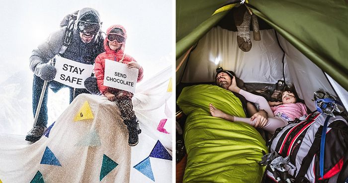 My Daughter And I Take Fun Travel Photos In Lockdown, We Are On Day 36 Of Our Mountain Adventure At Home