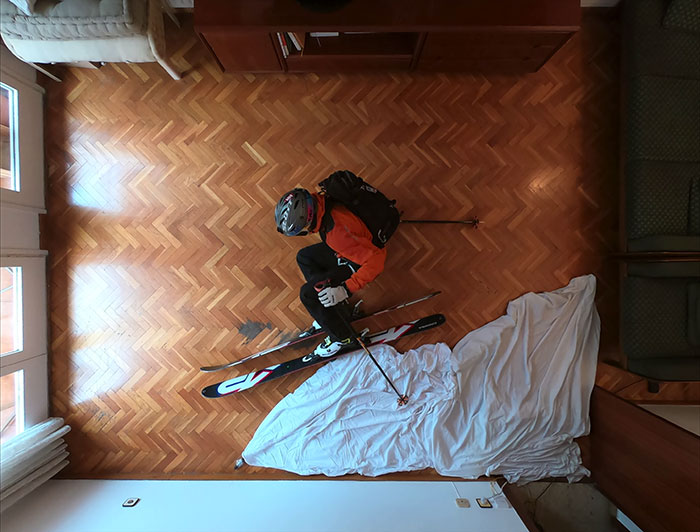 Guy Has His Skiing Trip Canceled Due To The Pandemic, Makes A 'How To Ski At Home' Video And It Goes Viral