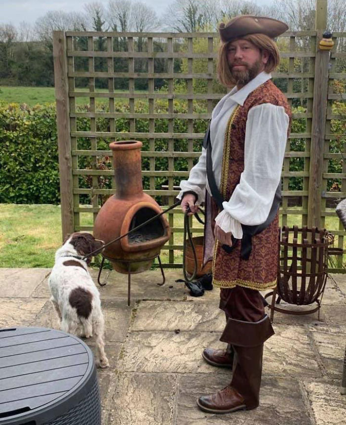 "My Mate Has Been Dressing Up Everyday To Cheer The Neighborhood Up While He Takes The Dogs Out" "My Mate Has Been Dressing Up Everyday To Cheer The Neighborhood Up While He Takes The Dogs Out"