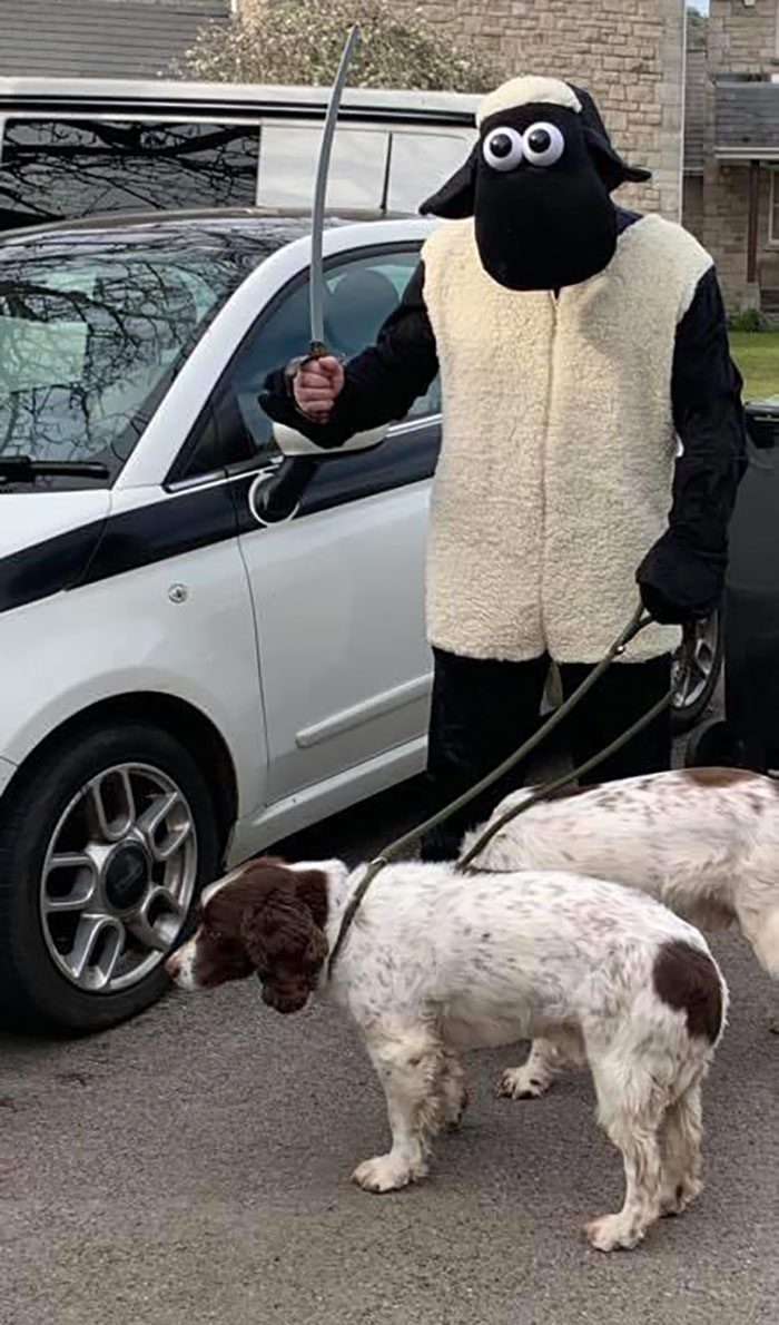 "My Mate Has Been Dressing Up Everyday To Cheer The Neighborhood Up While He Takes The Dogs Out"