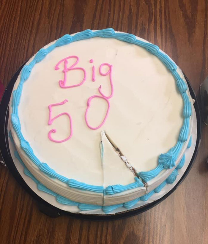 Told The Cake Guy To Put “A Big 50” On The Cake For My Co-Worker's Birthday