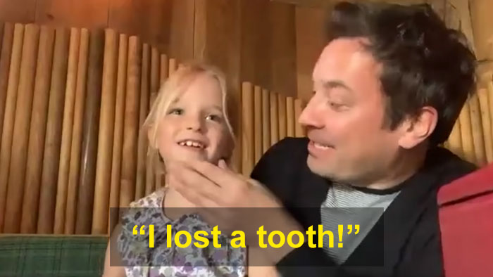 Jimmy Fallon's Daughter Loses A Tooth And Excitedly Crashes Her Dad's Interview Jimmy Fallon's Daughter Loses A Tooth And Excitedly Crashes Her Dad's Interview