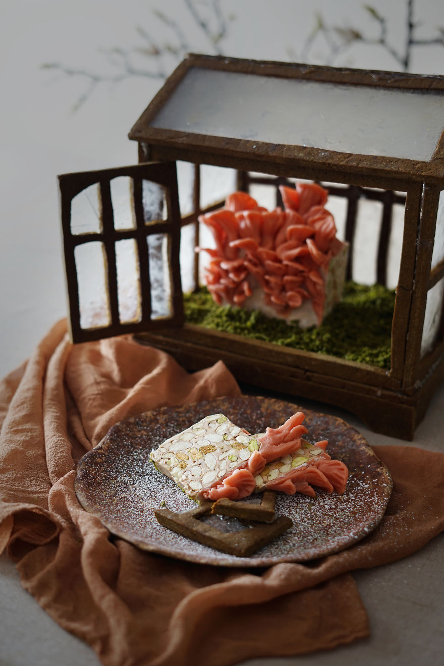 Pink Oyster Mushrooms In A Greenhouse