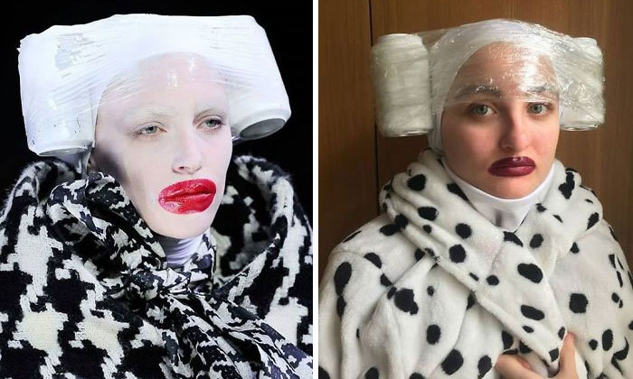 People Are Recreating “High Fashion” Looks From Household Items Out Of Quarantine Boredom (30 Pics)