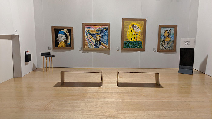 Quarantined Couple Creates A Miniature Art Gallery For Their Gerbils With Iconic Paintings