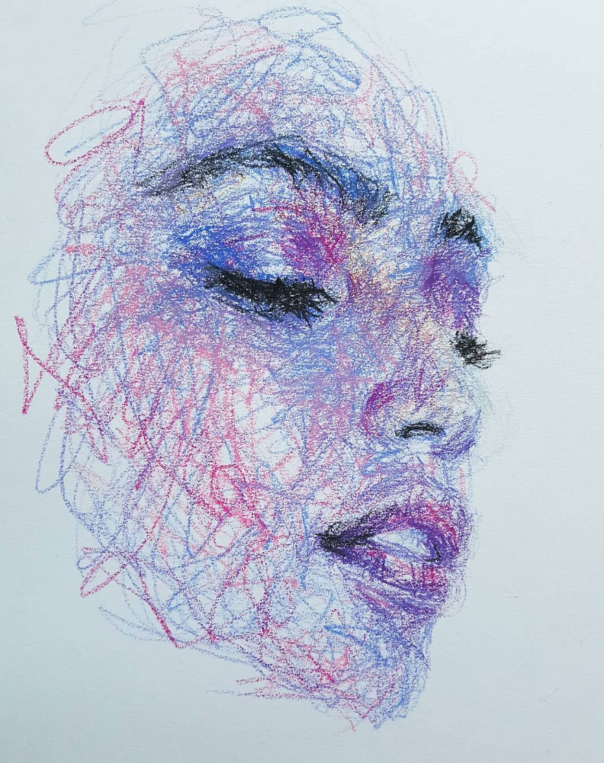 Self-Taught Artist Makes Amazing Female Portraits Based On Doodles