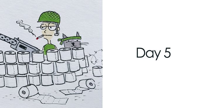 I Illustrated Each Day Of Quarantine With My Wife And A Cat (20 Pics)