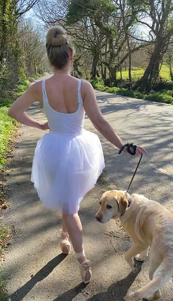 Woman Wears Bizarre Costumes While Walking Her Dog During The Quarantine And He Looks Embarrassed (8 Pics) Woman Wears Bizarre Costumes While Walking Her Dog During The Quarantine And He Looks Embarrassed (8 Pics)