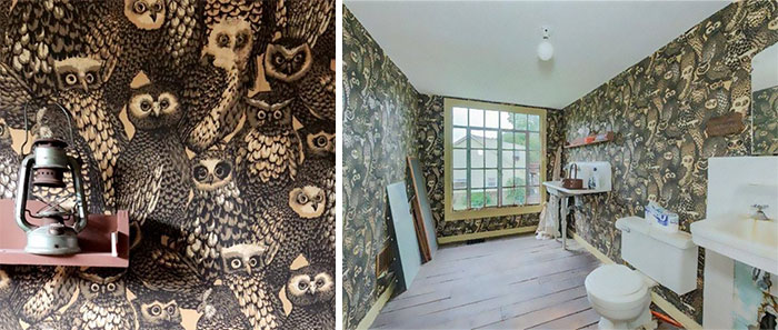 My Grandparents Half-Bath. Which Eventually Functioned As A Painting Studio For My Grandma. I Think She Was Obsessed With Owls