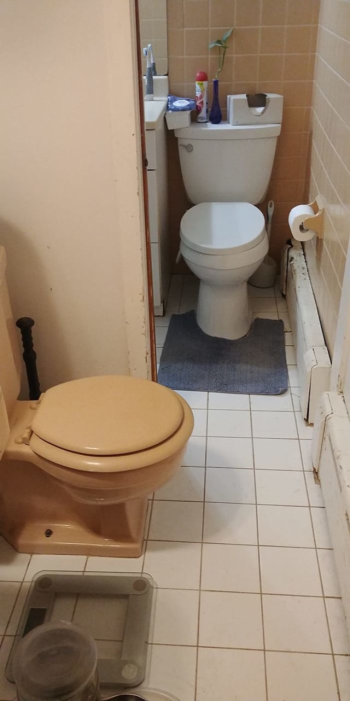 I Present To You: The Toilet Next To A Toilet. To Date, We Are Not Entirely Sure Why It Was Designed Like This. 2 People Can Poop And Hold Hands. Thankfully, We Are Not To That Point In Our Relationship