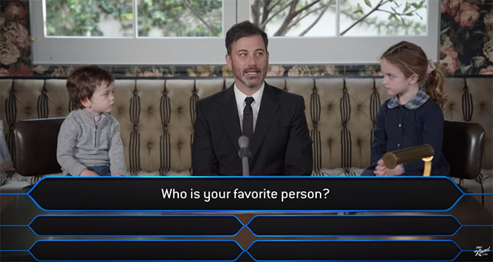 Jimmy Kimmel Hosts 'Who Wants To Be A Millionaire' For His Two Kids And Billy Adorably Loses His Patience Jimmy Kimmel Hosts 'Who Wants To Be A Millionaire' For His Two Kids And Billy Adorably Loses His Patience