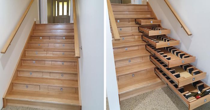 During Lockdown, This Man Invested His Time Into Building A Staircase Wine Cellar That Holds 156 BottlesDuring Lockdown, This Man Invested His Time Into Building A Staircase Wine Cellar That Holds 156 Bottles