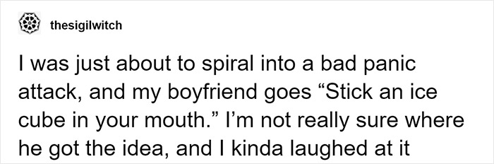 Guy Finds A Brilliant Yet Simple Way To Prevent His GF's Panic Attacks - By Putting An Ice Cube Into Her Mouth