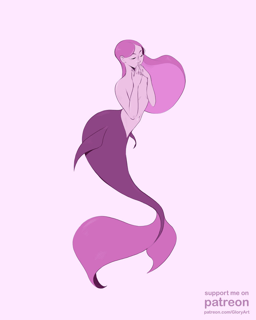 I Practiced My Art Skills By Drawing Semi-Naked Mermaids With Limited Color Palette. I Practiced My Art Skills By Drawing Semi-Naked Mermaids With Limited Color Palette.